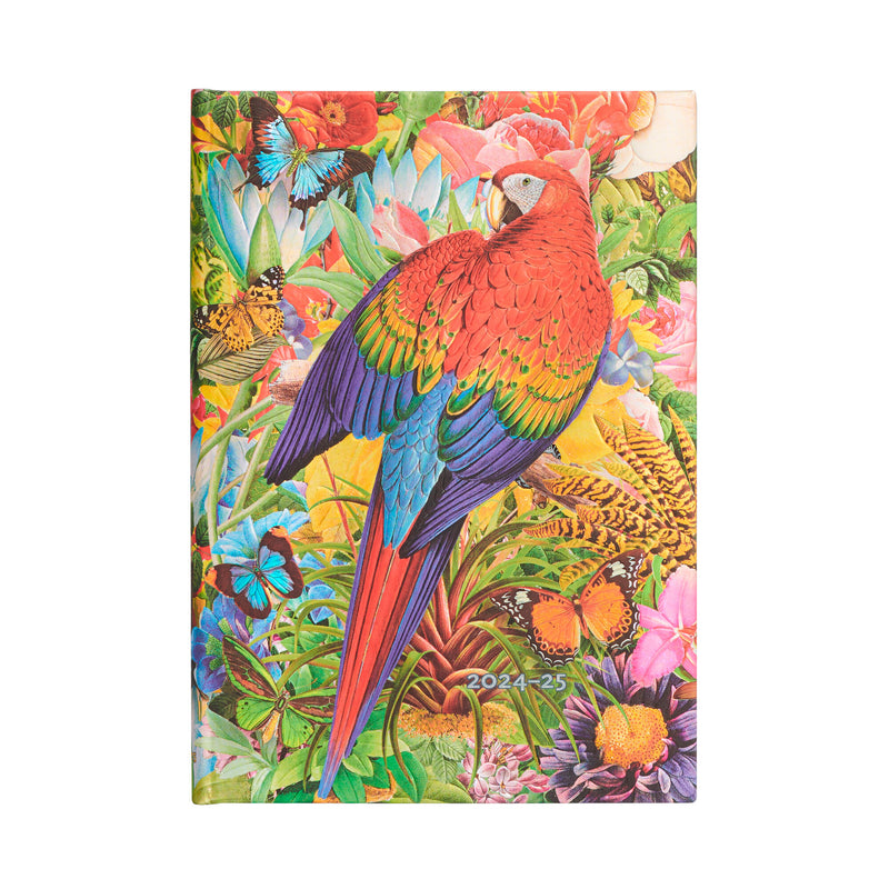 Paperblanks | 2024–2025 Weekly Planner | Tropical Garden | Nature Montages | 18-Month | Midi | Horizontal | Elastic Band | 208 Pg | 80 GSM