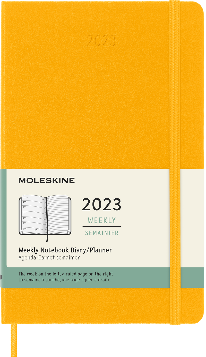 Moleskine 2023 Weekly Notebook Planner, 12M, Large, Orange Yellow, Hard (5 x 8.25)