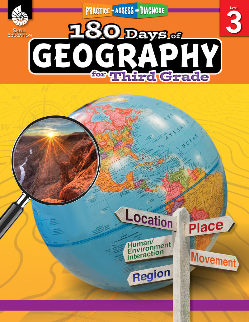 180 Days: Geography for Third Grade: Practice, Assess, Diagnose