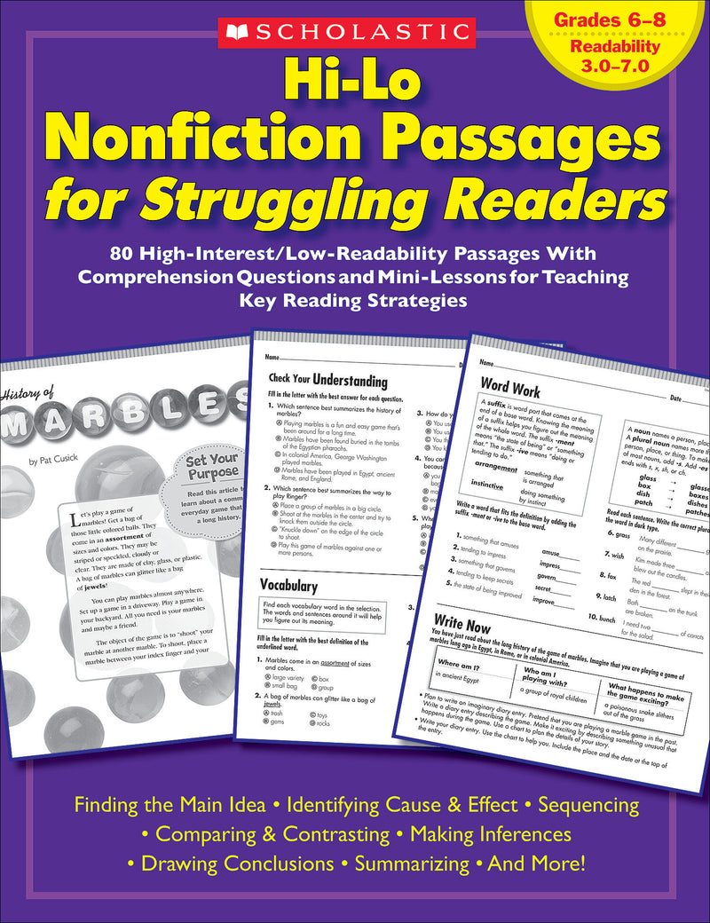Hi-Lo Nonfiction Passages for Struggling Readers: Grades 6–8