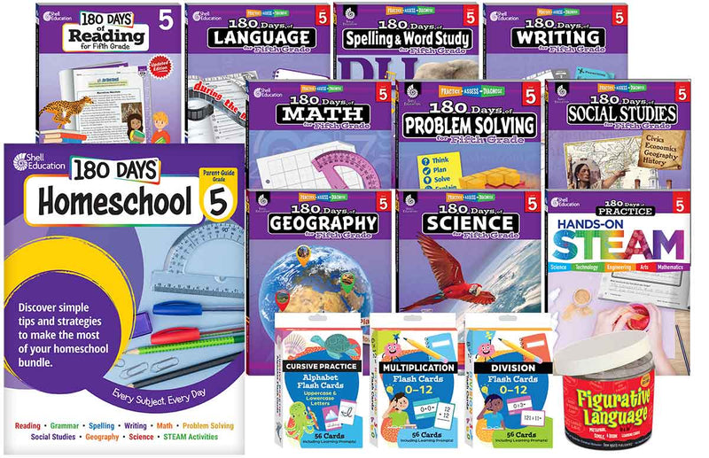 180 Days: Homeschool Grade 5 Set: Every Subject, Every Day