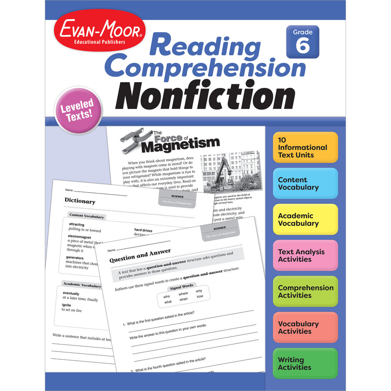 Reading Comprehension, Nonfiction, Grade 6