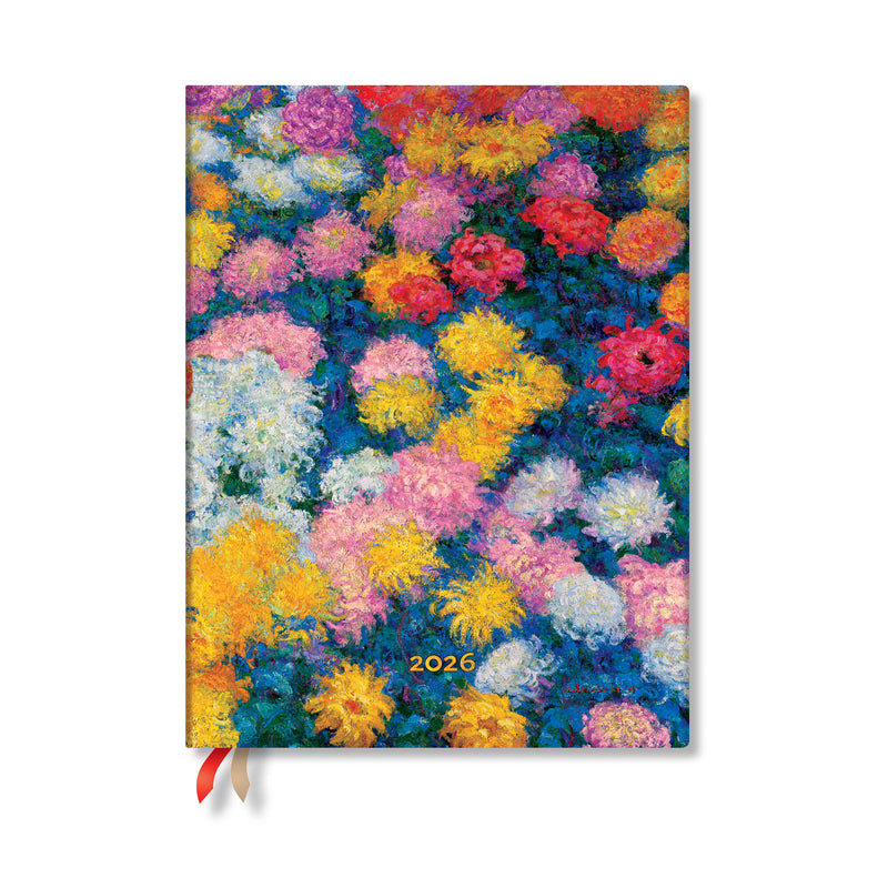 Paperblanks | 2026 Monet's Chrysanthemums | Monet's Chrysanthemums | 12-Month Planner Flexis | Ultra | Day-at-a-Time | Elastic Band | 432 Pg | 80 GSM