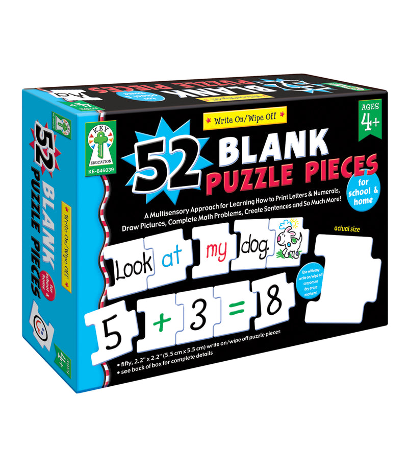Write-On/Wipe-Off: 52 Blank Puzzle Pieces