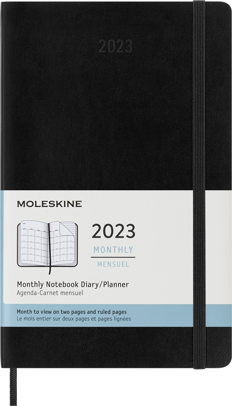 Moleskine 2023 Monthly Planner, 12M, Large, Black, Soft Cover (5 x 8.25)