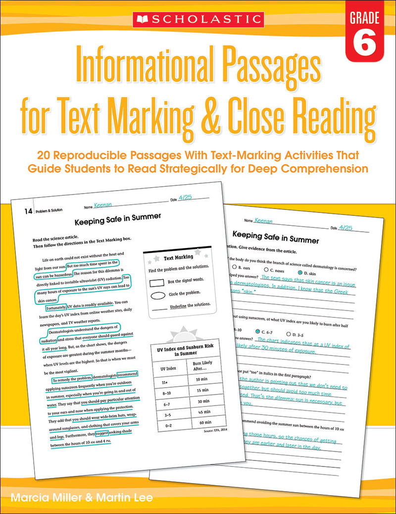 Informational Passages for Text Marking & Close Reading: Grade 6