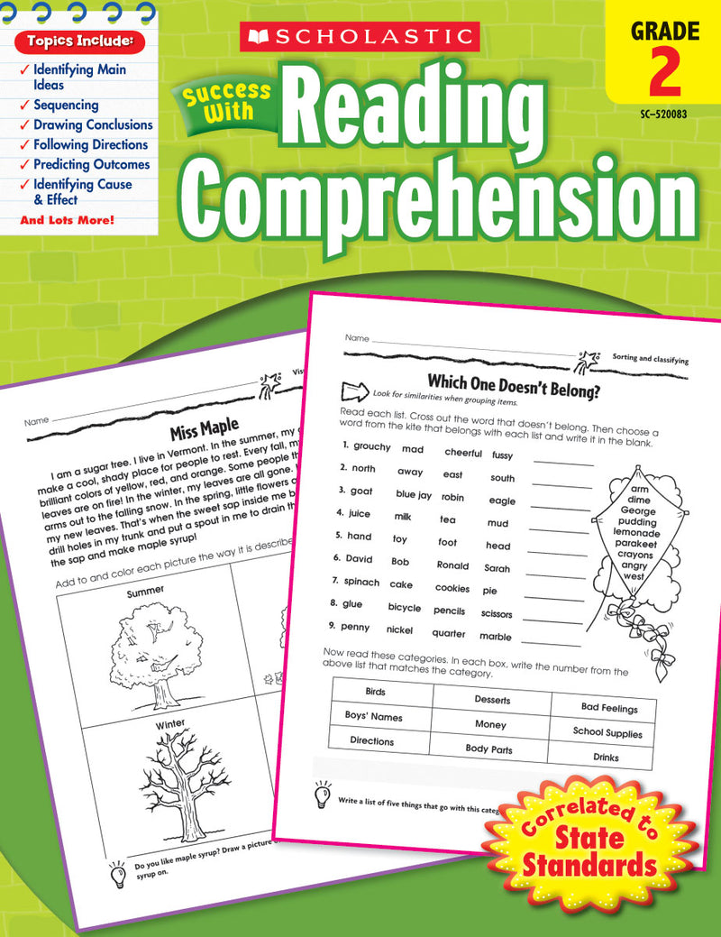Scholastic Success With Reading Comprehension: Grade 2 Workbook