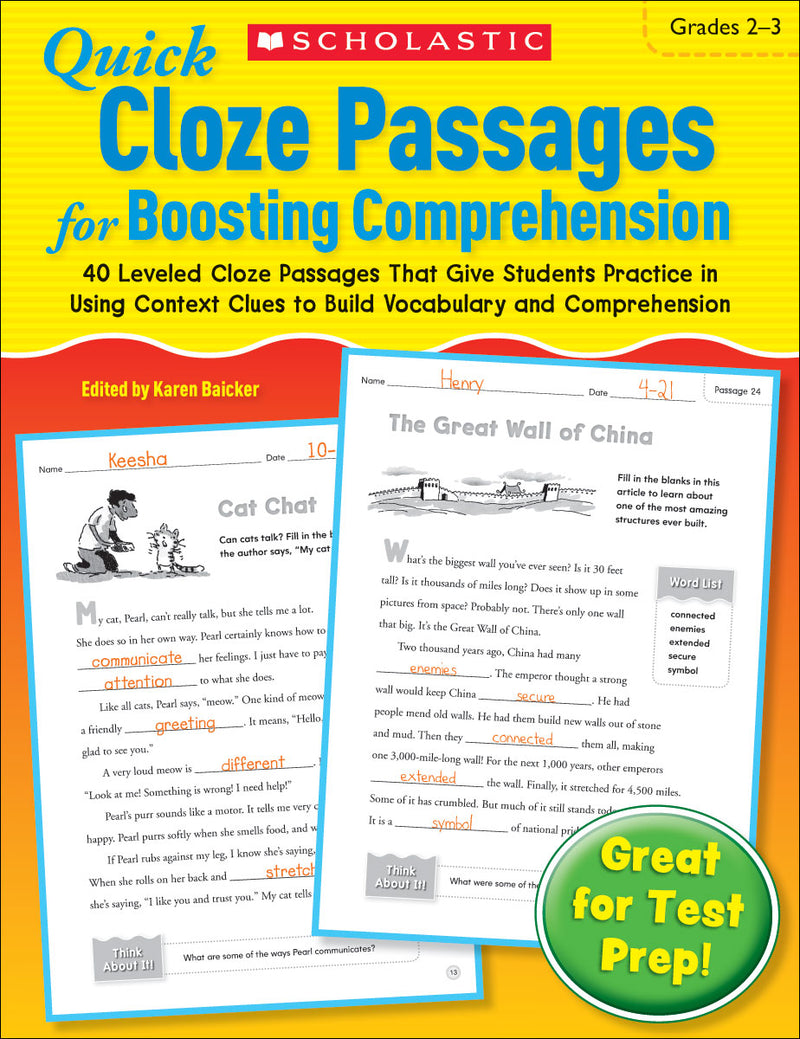 Quick Cloze Passages for Boosting Comprehension 2-3