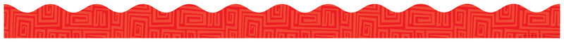 Red Graphic Pattern Scalloped Trimmer