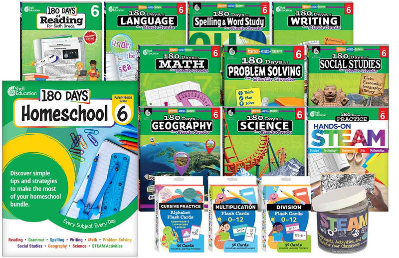 180 Days: Homeschool Grade 6 Set: Every Subject, Every Day