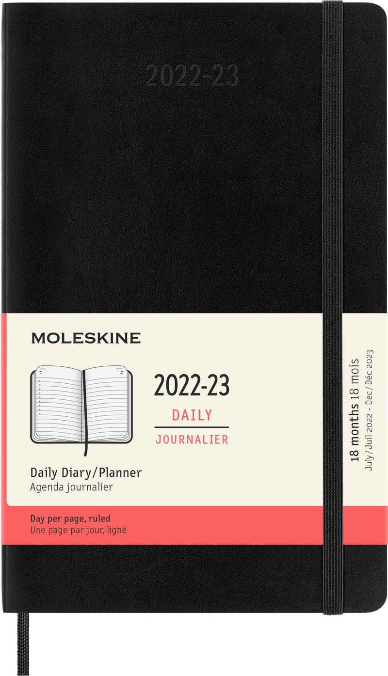 Moleskine 2023 Daily Planner, 18M, Large, Black, Soft Cover (5 x 8.25)
