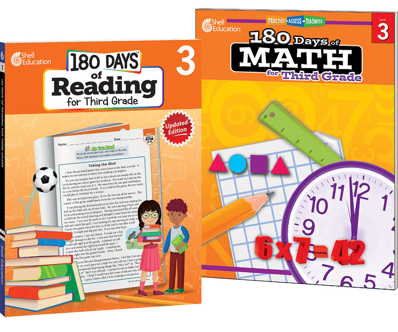 180 Days: Reading & Math Grade 3: 2-Book Set: Practice, Assess, Diagnose