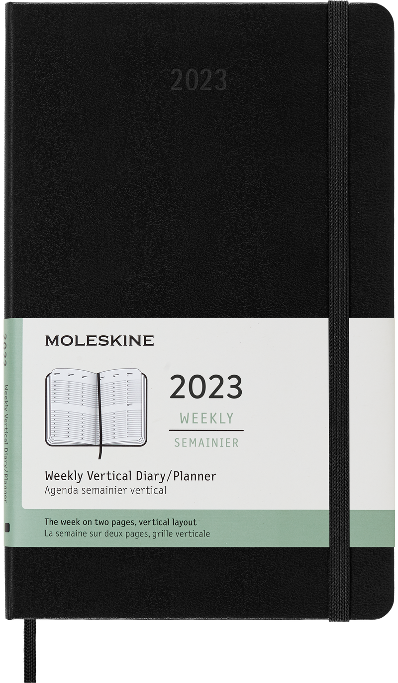Moleskine 2023 Weekly Vertical Planner, 12M, Large, Black, Hard Cover (5 x 8.25)