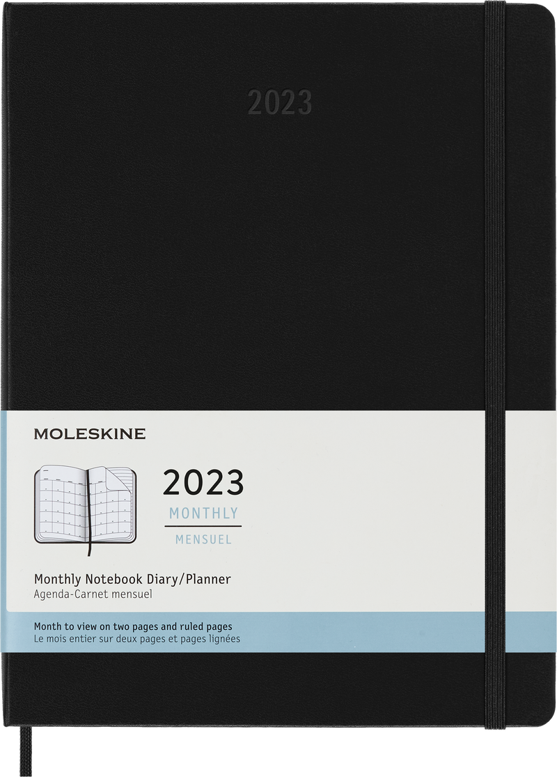 Moleskine 2023 Monthly Planner, 12M, Extra Large, Black, Soft Cover (7.5 x 10)