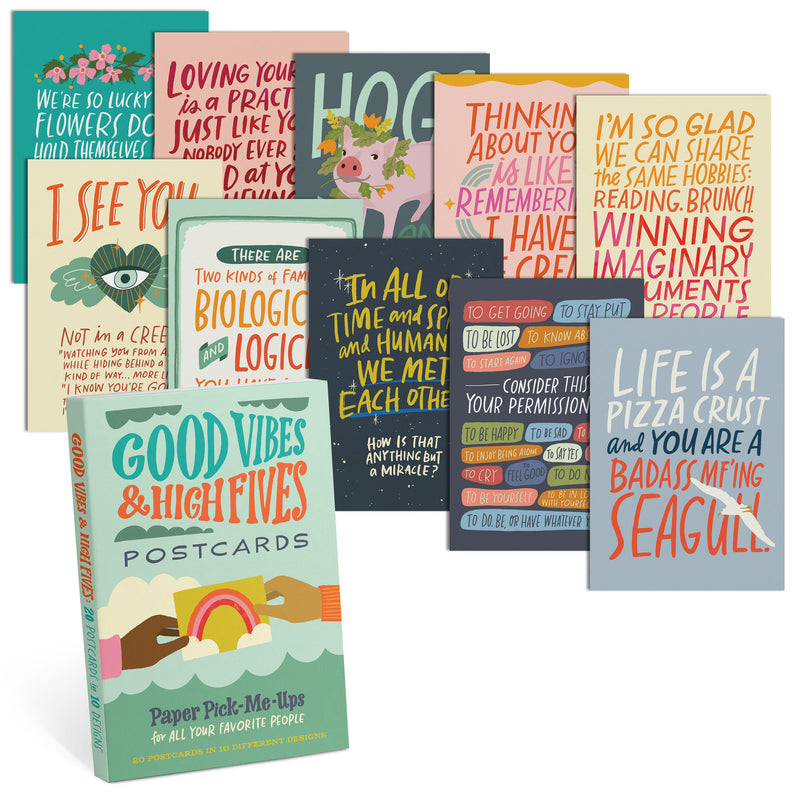 Good Vibes & High Fives Postcard Book