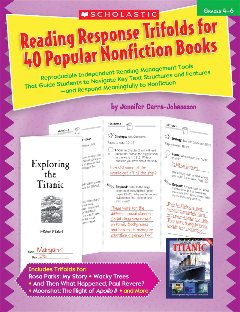 Reading Response Trifolds for 40 Popular Nonfiction Books: Grades 4-6