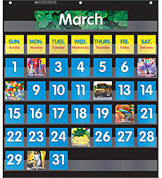 Monthly Calendar (Black) Pocket Chart