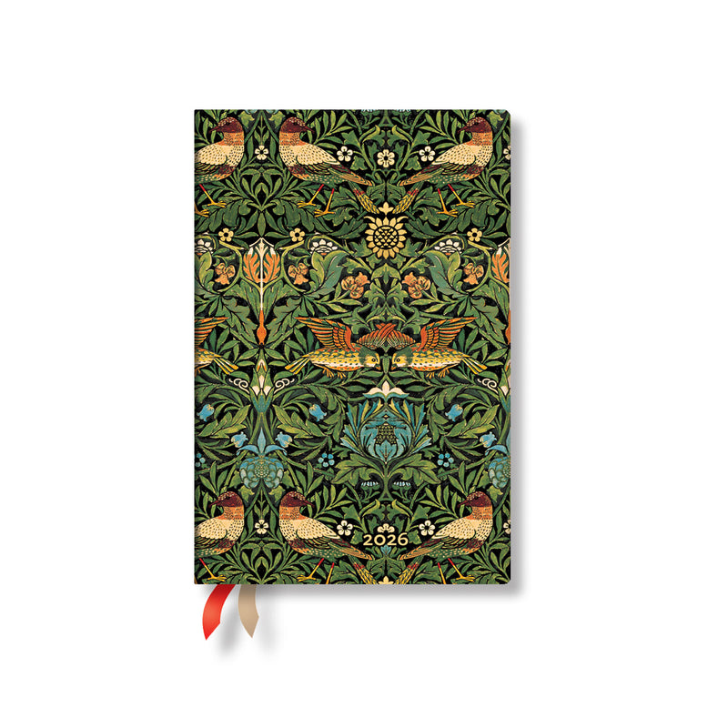 Paperblanks | 2026 Morris Birds | William Morris | 12-Month Planner Flexis | Mini | Horizontal | Elastic Band | 176 Pg | 100 GSM