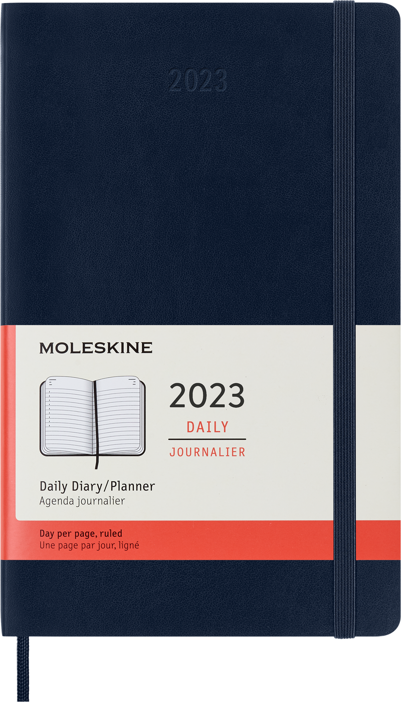 Moleskine 2023 Daily Planner, 12M, Large, Sapphire Blue, Soft Cover (5 x 8.25)