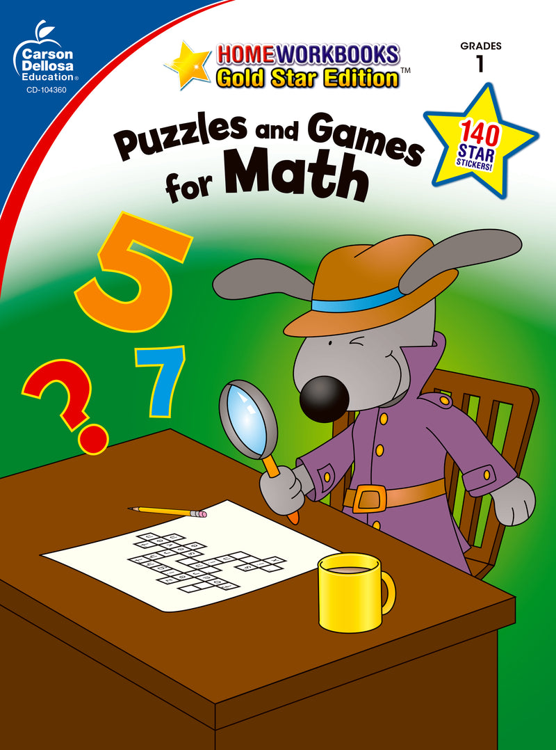 Puzzles and Games for Math, Grade 1: Gold Star Edition