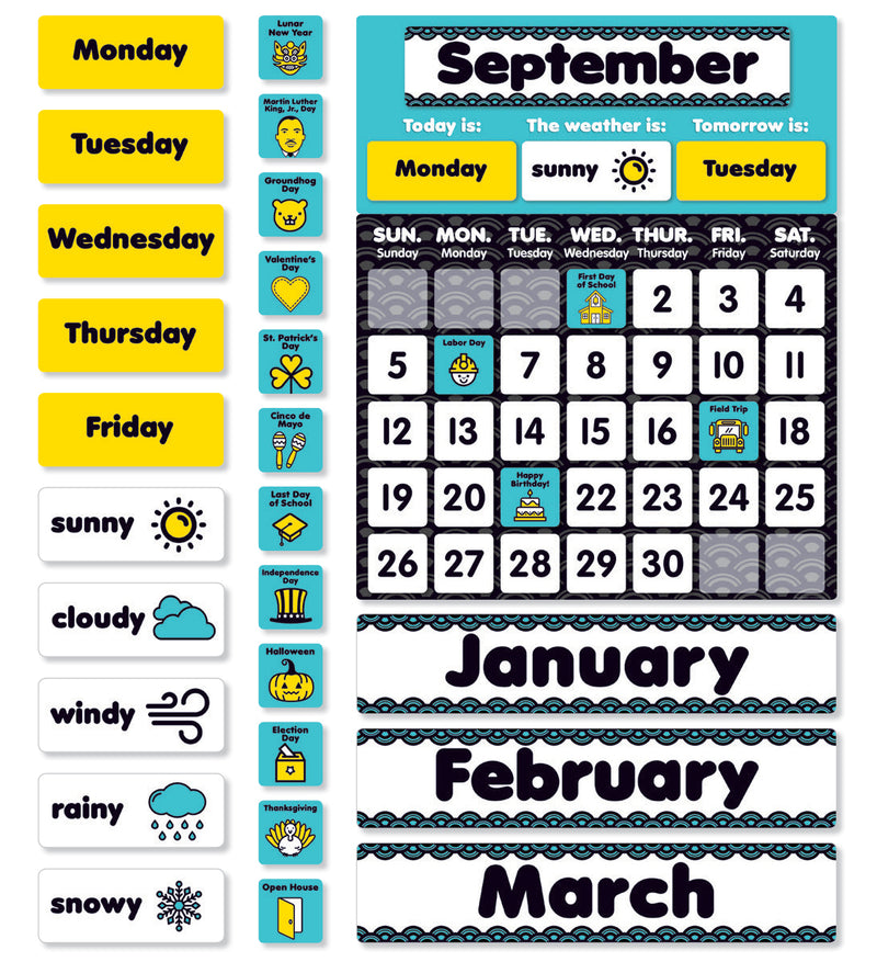 Aqua Oasis Calendar Bulletin Board