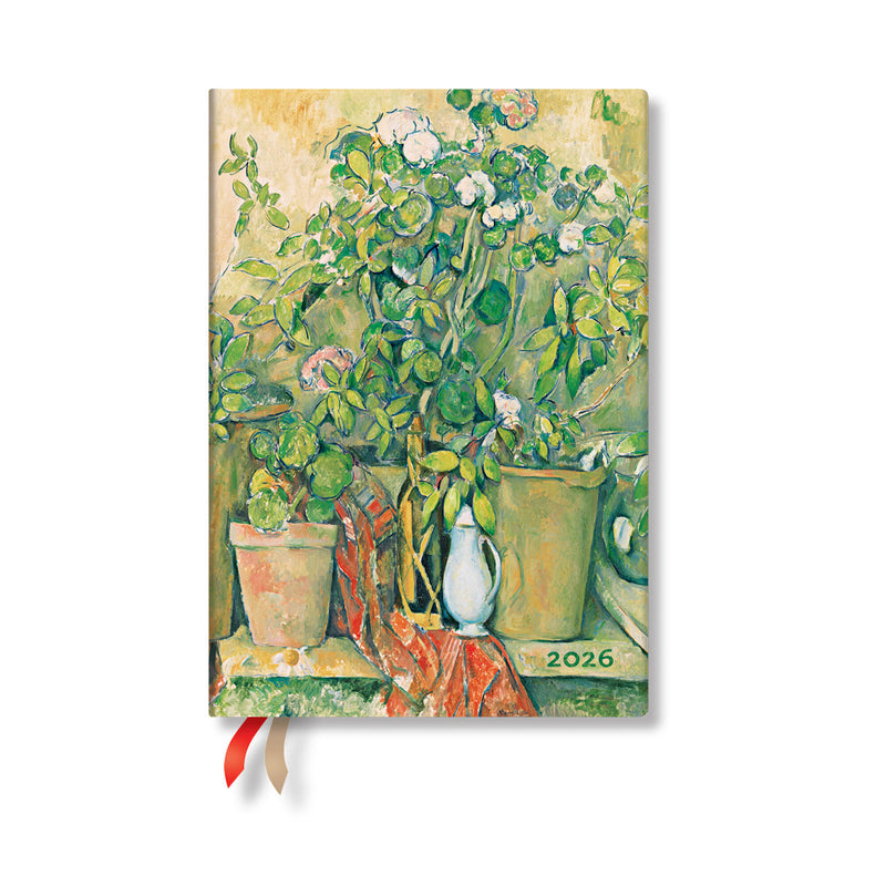 Paperblanks | 2026 Cezanne's Terracotta Pots and Flowers | Cezanne's Terracotta Pots and Flowers | 12-Month Planner | Midi | Day-at-a-Time | Elastic Band | 416 Pg | 80 GSM