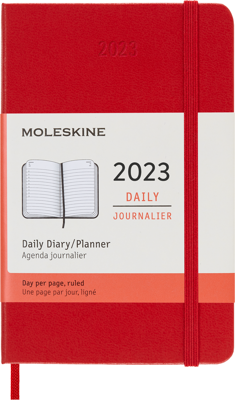 Moleskine 2023 Daily Planner, 12M, Pocket, Scarlet Red, Hard Cover (3.5 x 5.5)