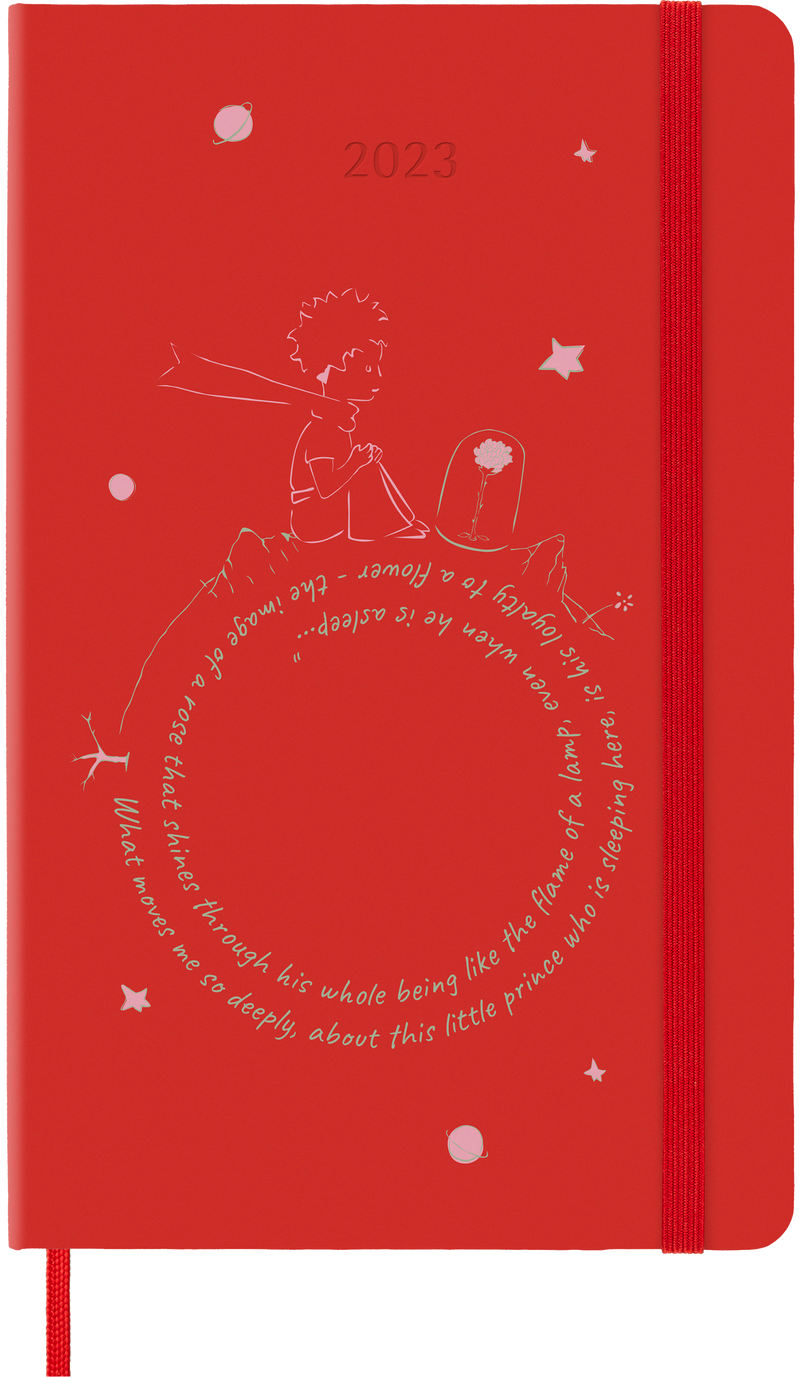 Moleskine Limited Edition 2023 Weekly Notebook Planner Petit Prince, 12M, Large, Rose, Hard Cover (5 x 8.25)