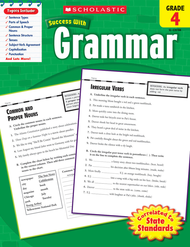 Scholastic Success With Grammar: Grade 4 Workbook