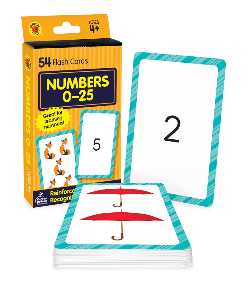 Numbers 0-25 Flash Cards: 54 Flash Cards