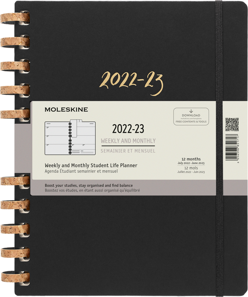 Moleskine 2022-2023 Spiral Academic Planner, 12M, Extra Extra Large, Remake Midnight, Hard Cover (8.5 x 11)