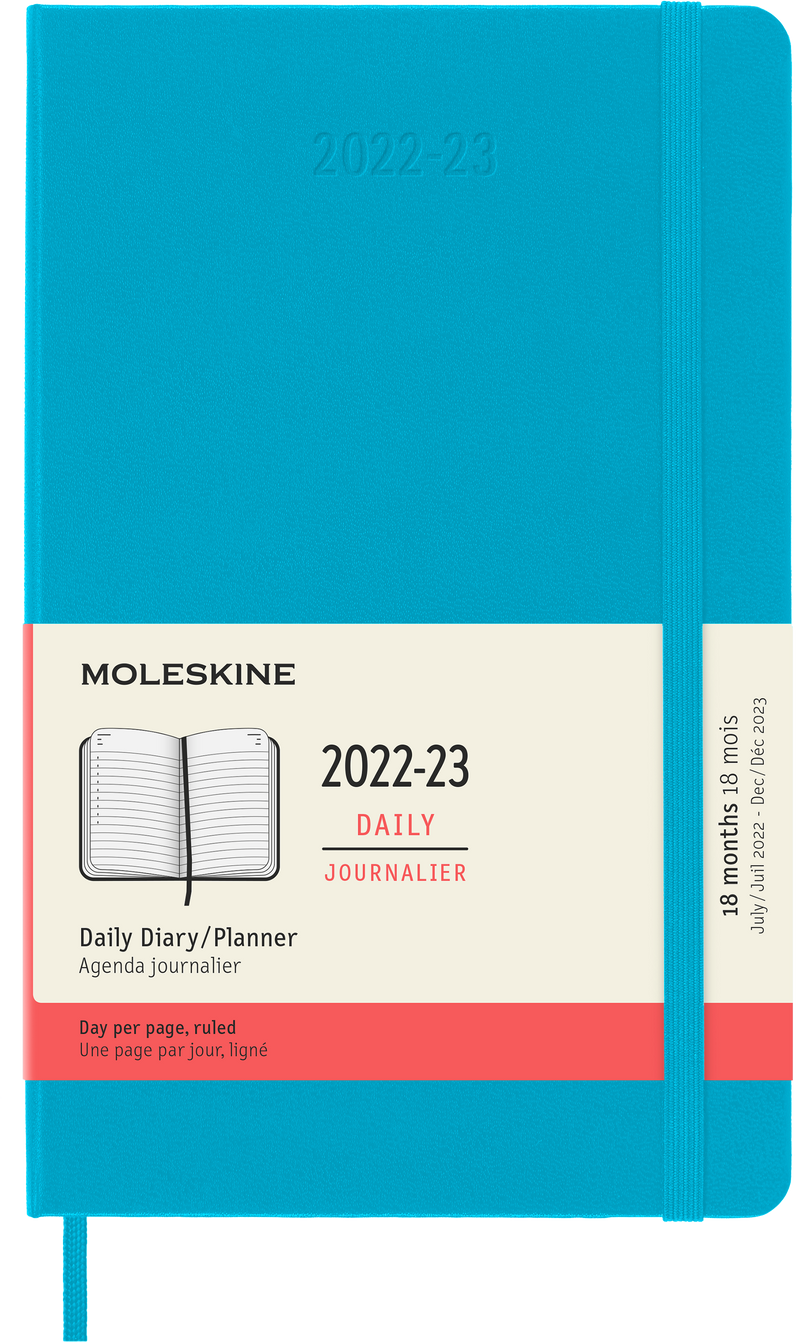 Moleskine 2023 Daily Planner, 18M, Large, Manganese Blue, Hard Cover (5 x 8.25)