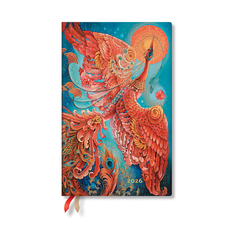 Paperblanks | 2026 Firebird | Birds of Happiness | 12-Month Planner Flexis | Maxi | Horizontal | Elastic Band | 176 Pg | 100 GSM