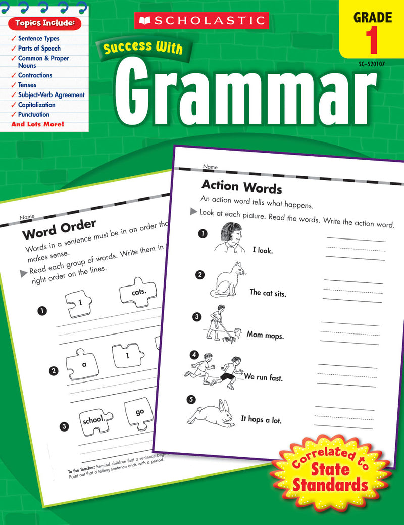 Scholastic Success With Grammar: Grade 1 Workbook