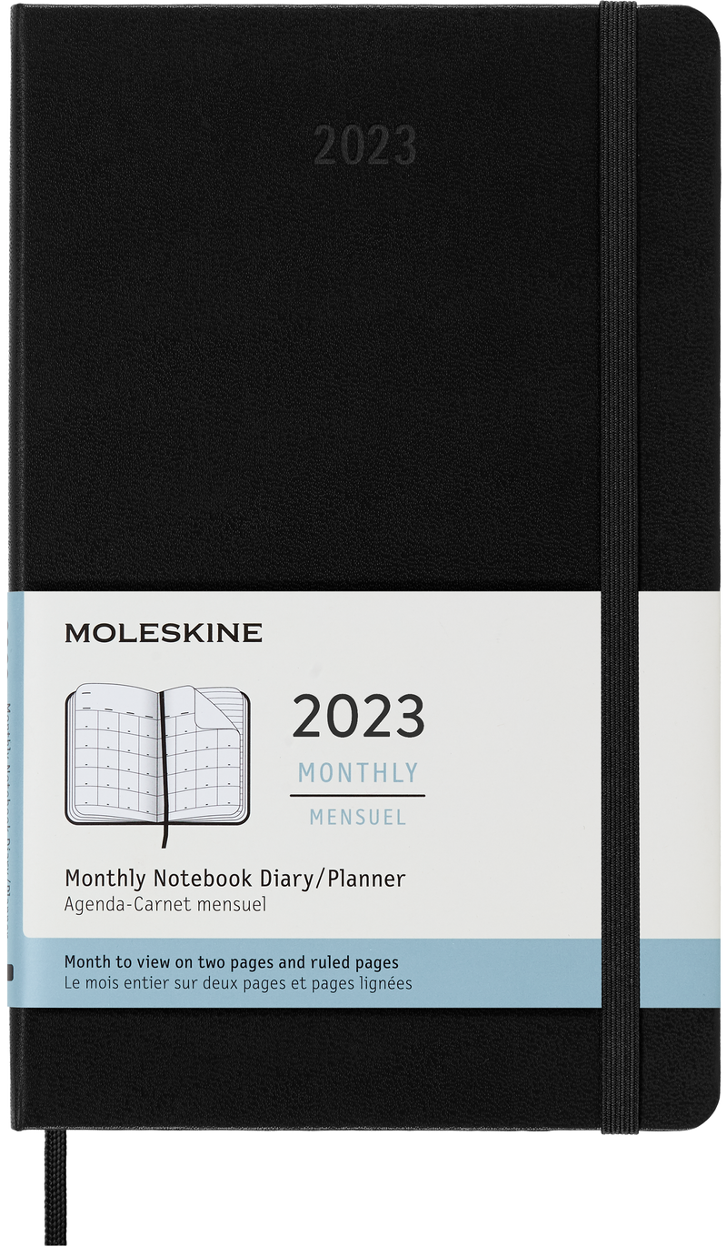 Moleskine 2023 Monthly Planner, 12M, Large, Black, Hard Cover (5 x 8.25)
