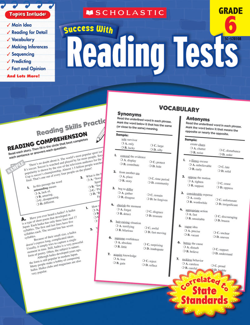 Scholastic Success With Reading Tests: Grade 6