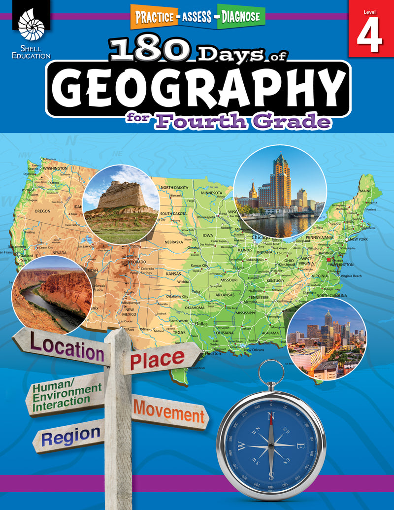 180 Days: Geography for Fourth Grade: Practice, Assess, Diagnose