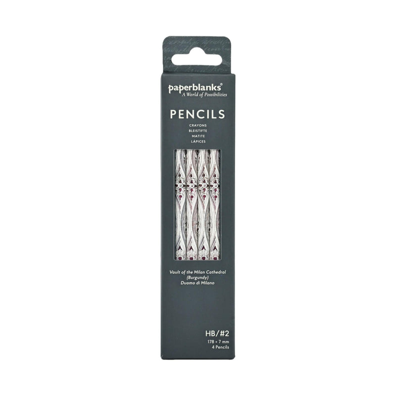 Vault of the Milan Cathedral (Burgundy) 4 Pack Pencils by Paperblanks (Duomo di Milano)