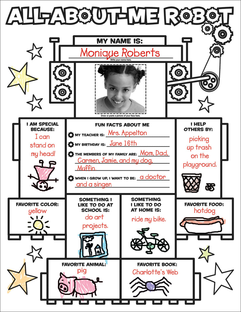 Graphic Organizer Posters: All About Me Robot