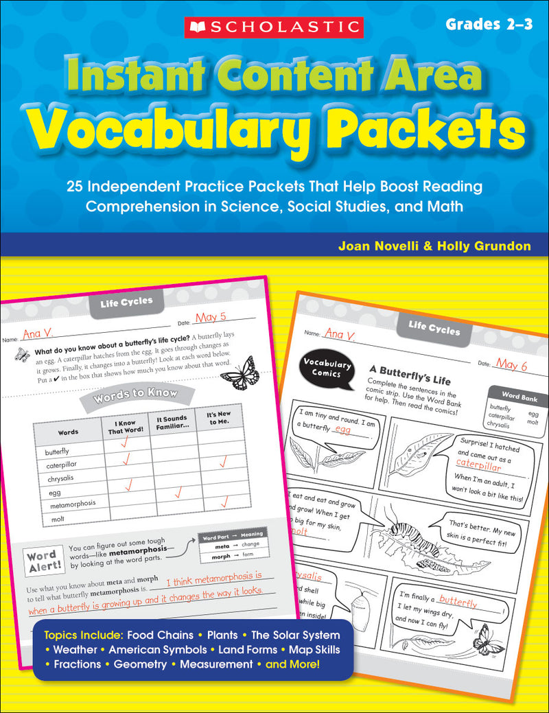 Instant Content Area Vocabulary Packets