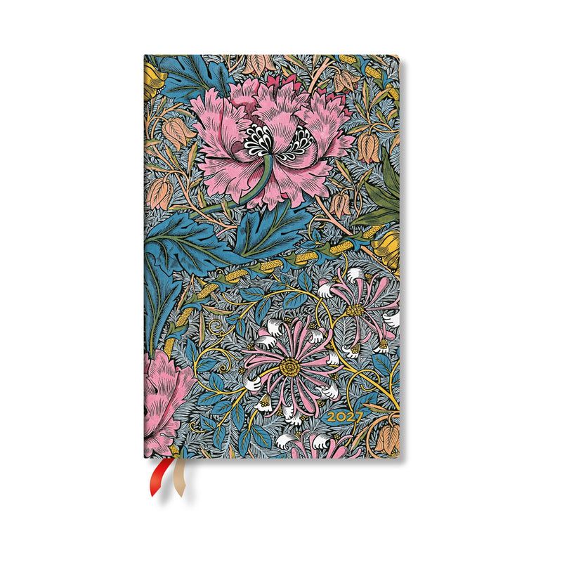 2027 Morris Pink Honeysuckle Maxi Horizontal Softcover 12-Month Weekly Planner, 176pg, 100GSM by Paperblanks (William Morris)