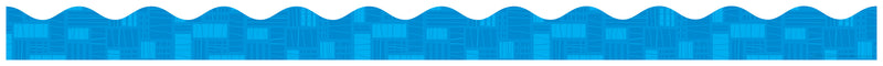 Blue Graphic Pattern Scalloped Trimmer