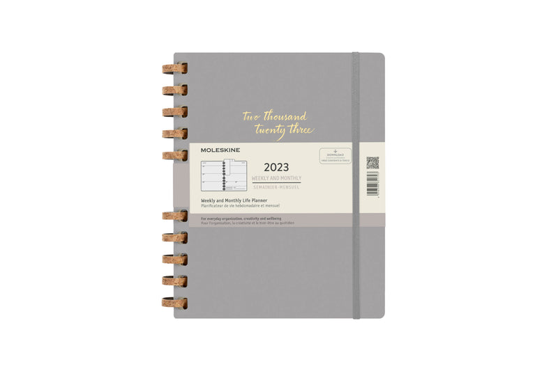 Moleskine 2023 Spiral Planner, 12M, Extra Extra Large, Remake Smoke, Hard Cover (8.5 x 11)