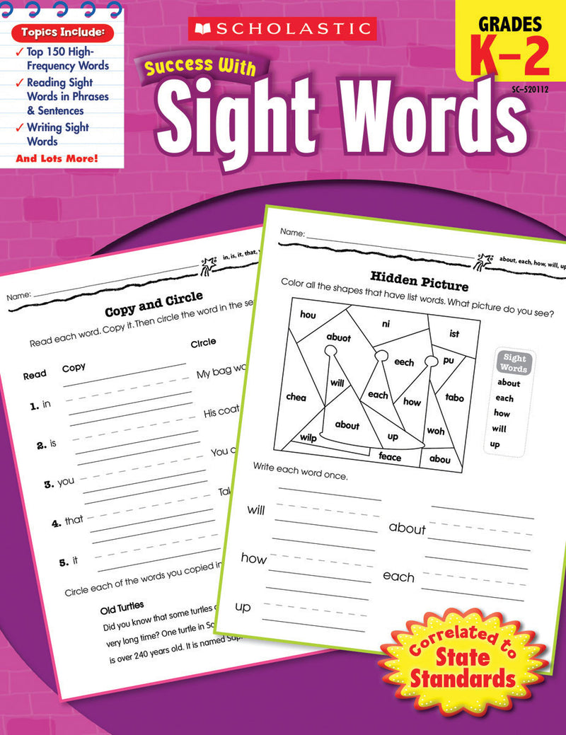Scholastic Success with Sight Words Workbook