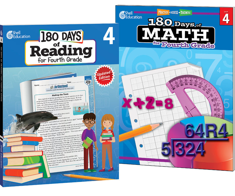 180 Days: Reading & Math for Grade 4: 2-Book Set: Practice, Assess, Diagnose