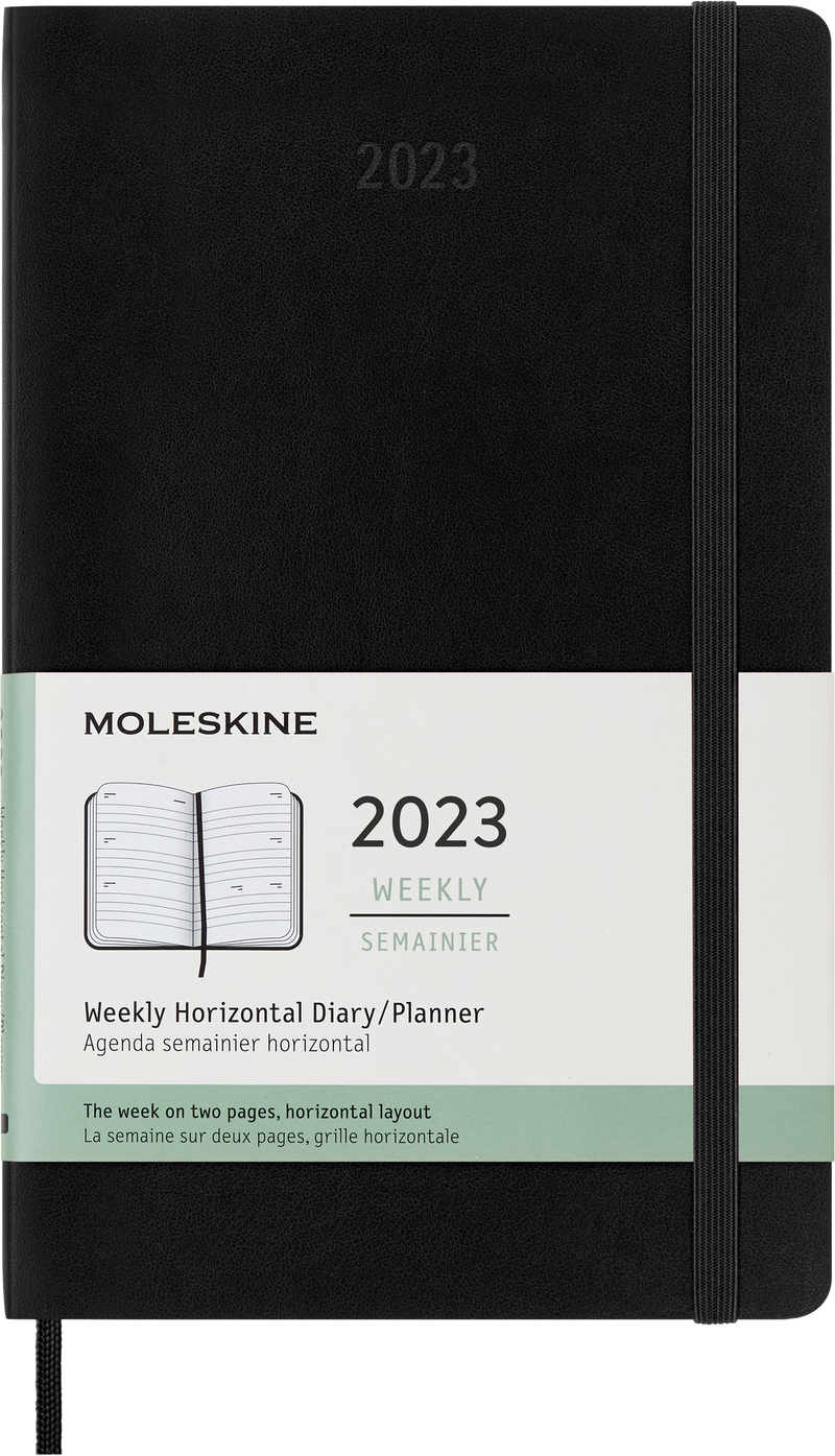 Moleskine 2023 Weekly Horizontal Planner, 12M, Large, Black, Hard Cover (5 x 8.25)