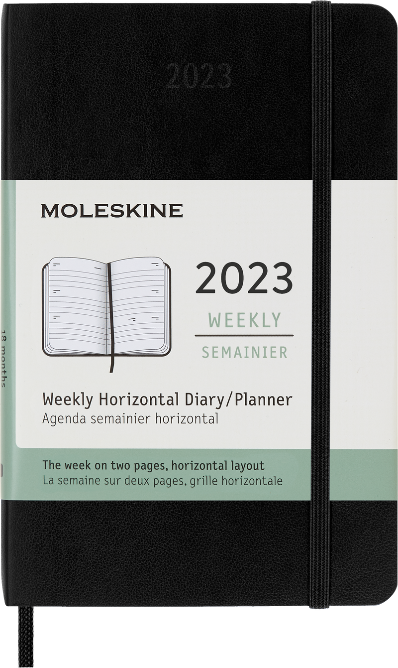 Moleskine 2023 Weekly Horizontal Planner, 12M, Pocket, Black, Soft Cover (3.5 x 5.5)