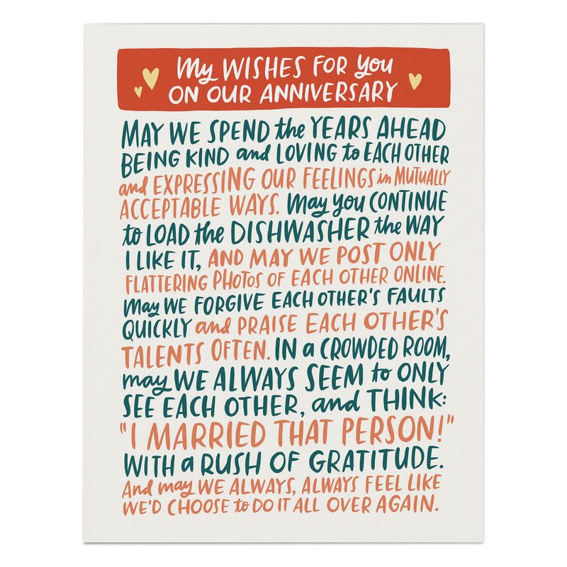 Wishes for You Anniversary Card