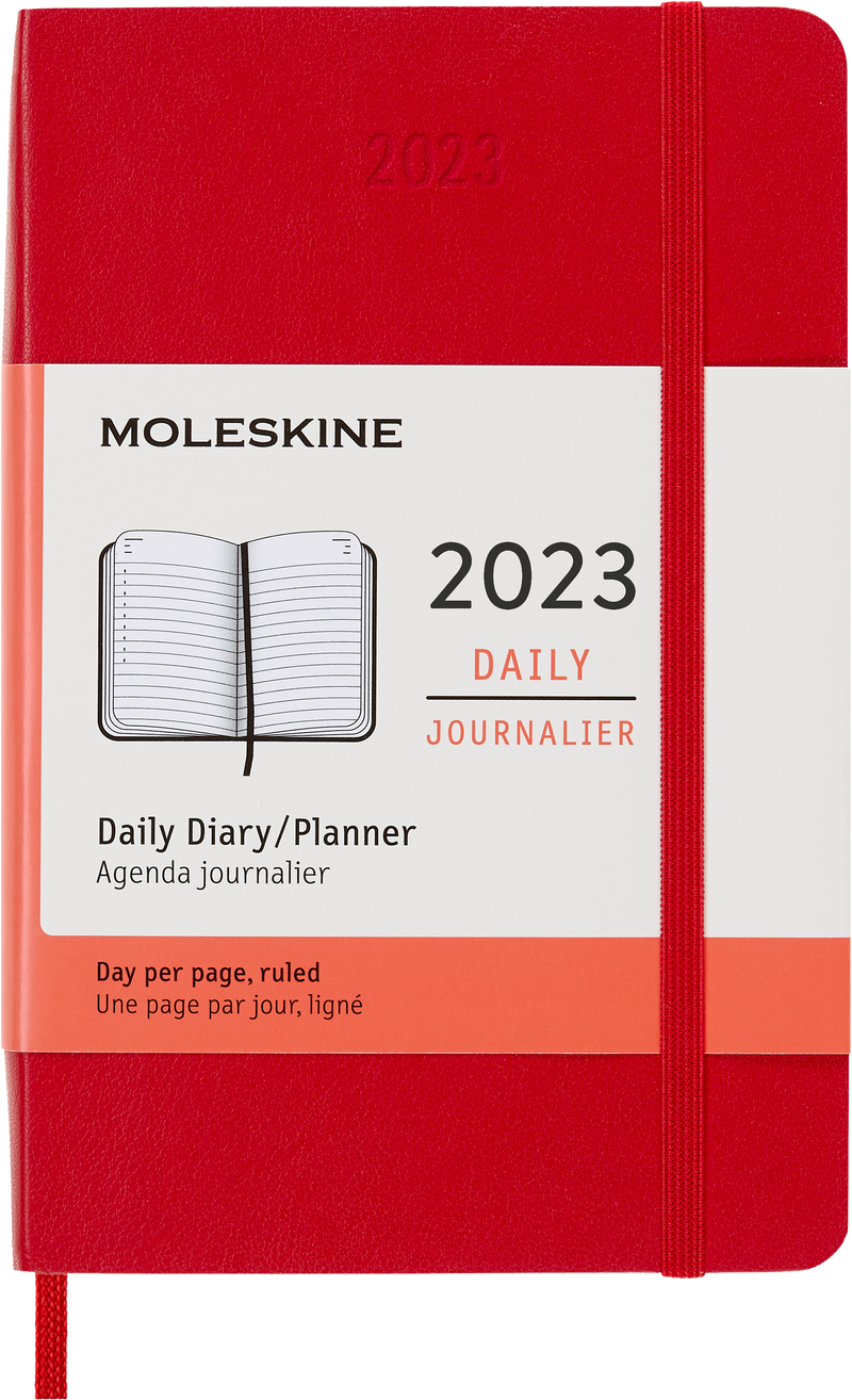 Moleskine 2023 Daily Planner, 12M, Pocket, Scarlet Red, Soft Cover (3.5 x 5.5)