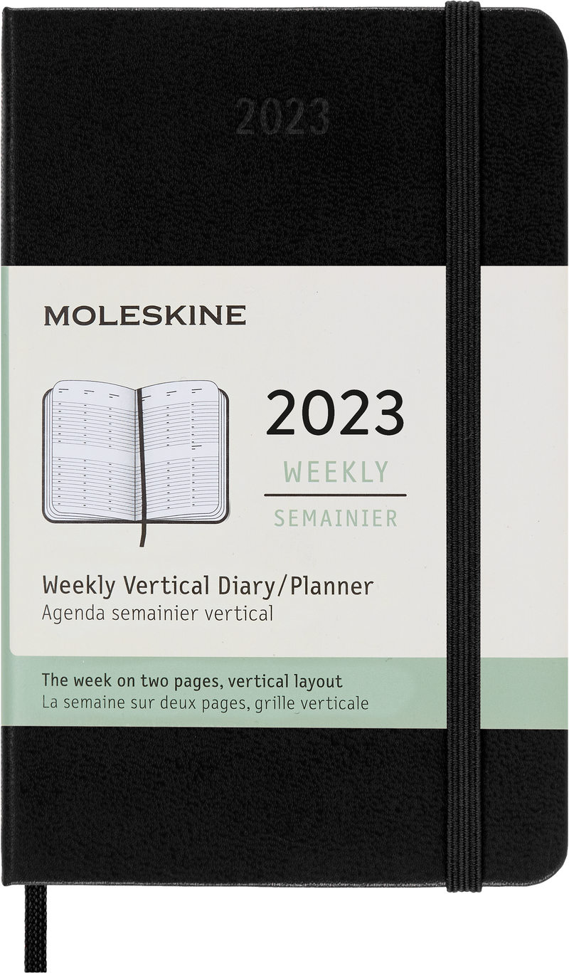 Moleskine 2023 Weekly Vertical Planner, 12M, Pocket, Black, Hard Cover (3.5 x 5.5)